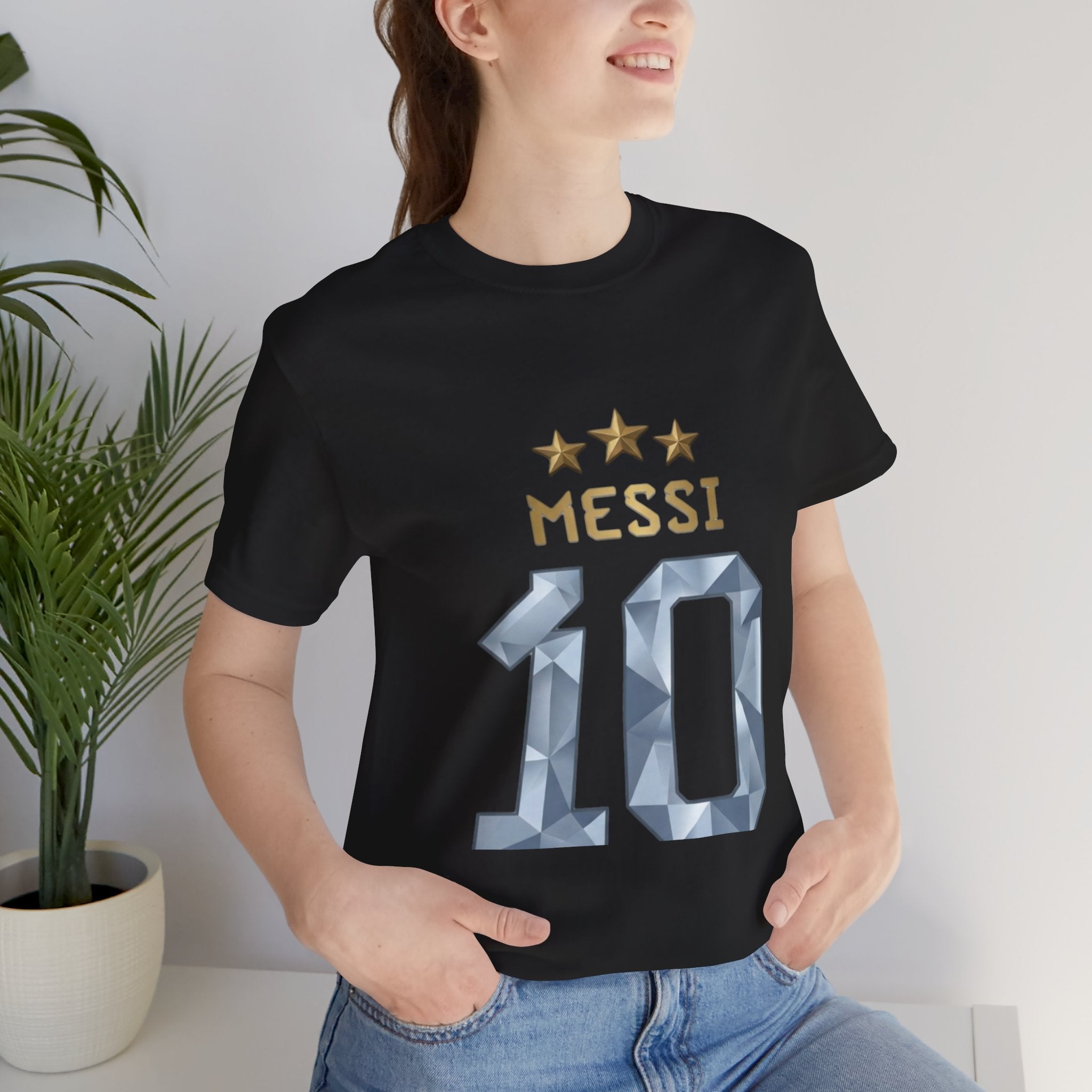 Messi 10 Soccer Jersey T-Shirt — Fan Tee with Gold Stars