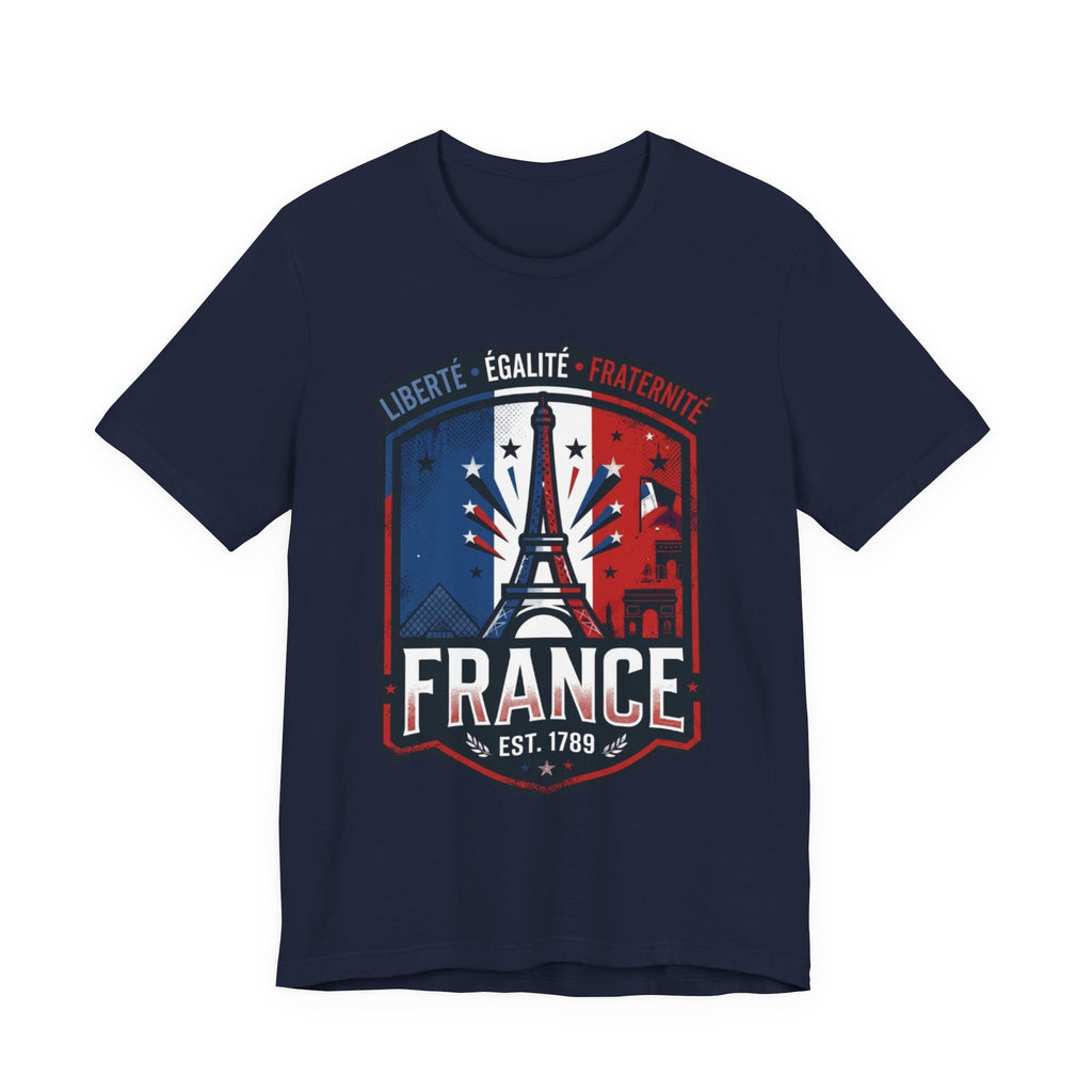 France Eiffel Tower T‑Shirt — Liberté Égalité Fraternité Patriotic Tee