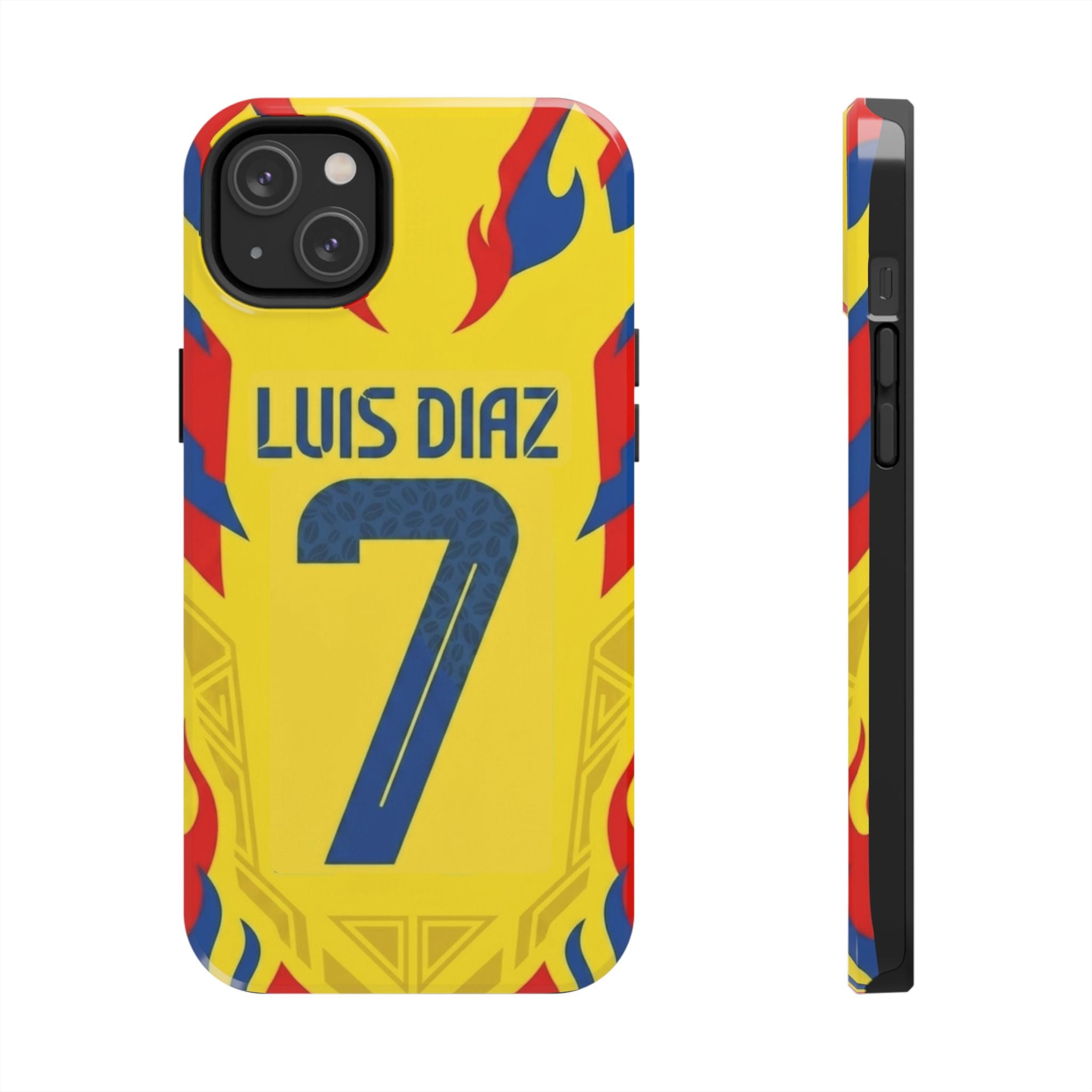 Luis Díaz #7 Tough Phone Case — Bold Yellow Soccer Phone Cover for Fans