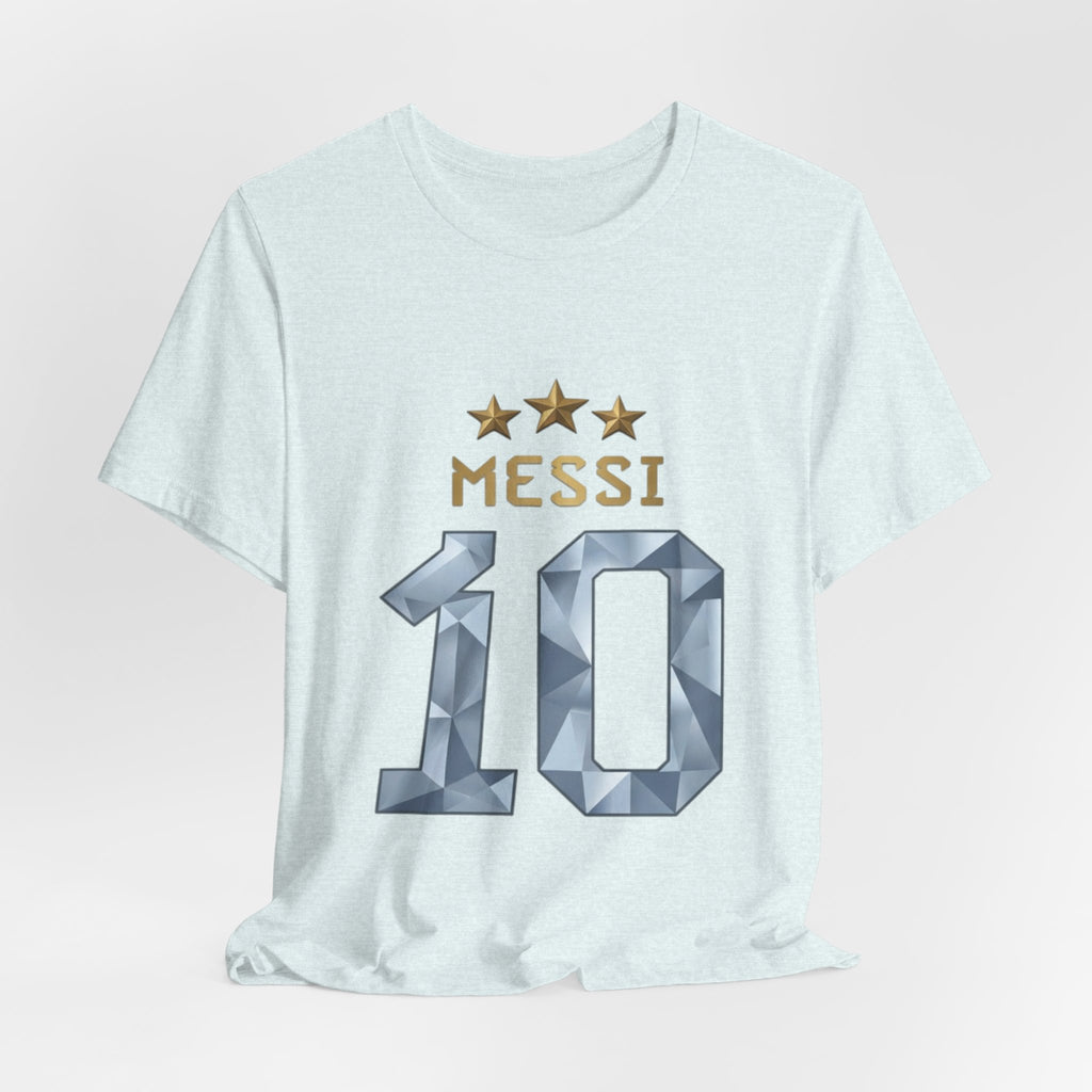 Messi 10 Soccer Jersey T-Shirt — Fan Tee with Gold Stars