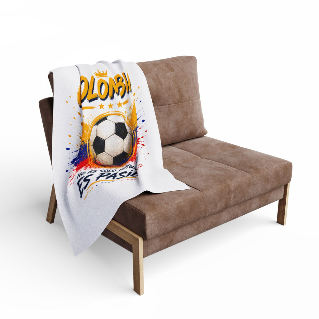 Colombia Soccer Fleece Blanket – "No Es Solo Fútbol, Es Pasión" Blanco