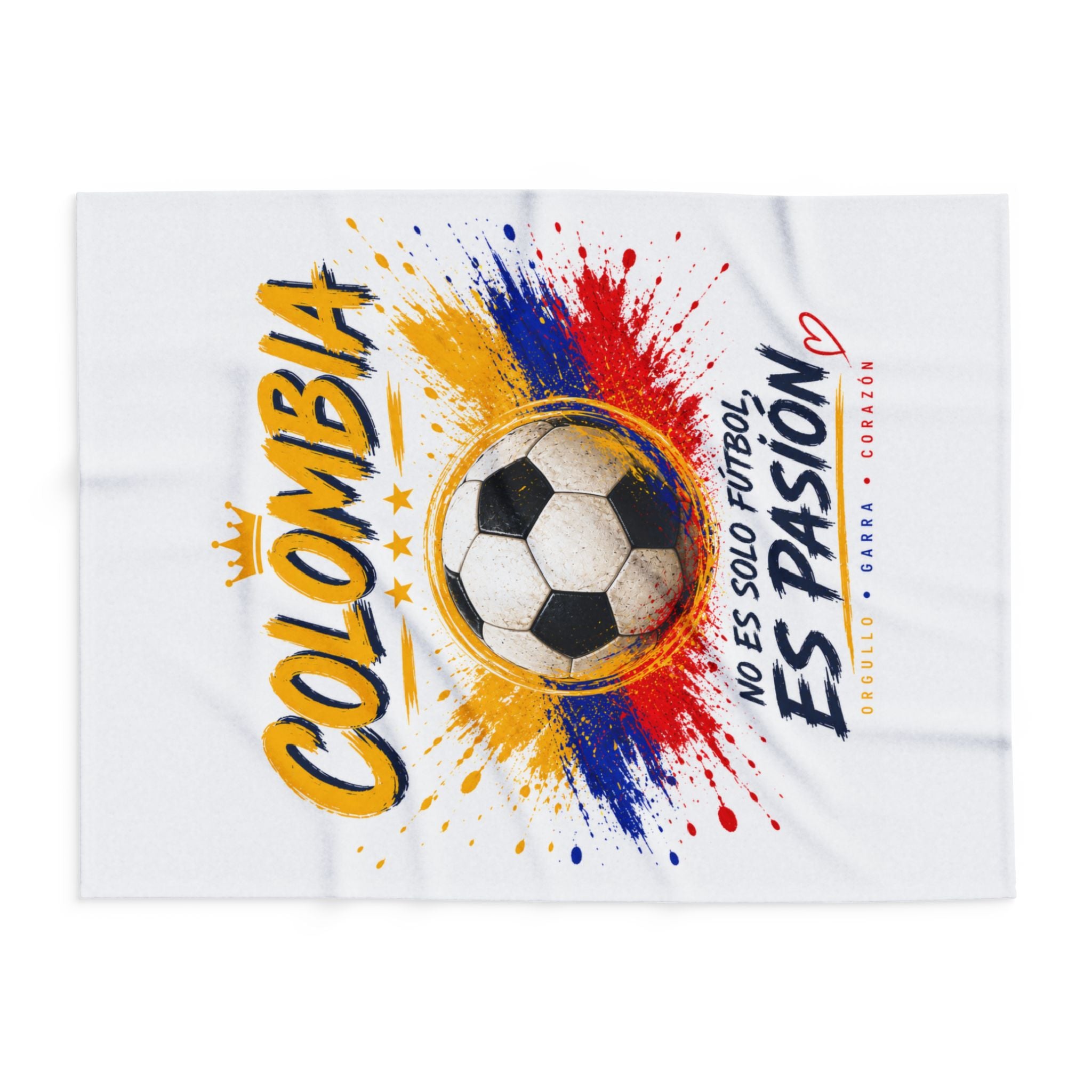 Colombia Soccer Fleece Blanket – "No Es Solo Fútbol, Es Pasión" Blanco