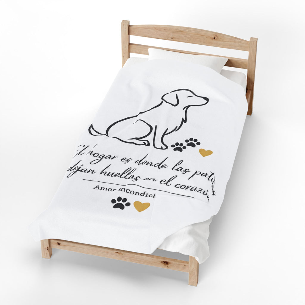 Manta de felpa aterciopelada — "El hogar es donde las patitas dejan huellas en el corazón" Dog Love Throw