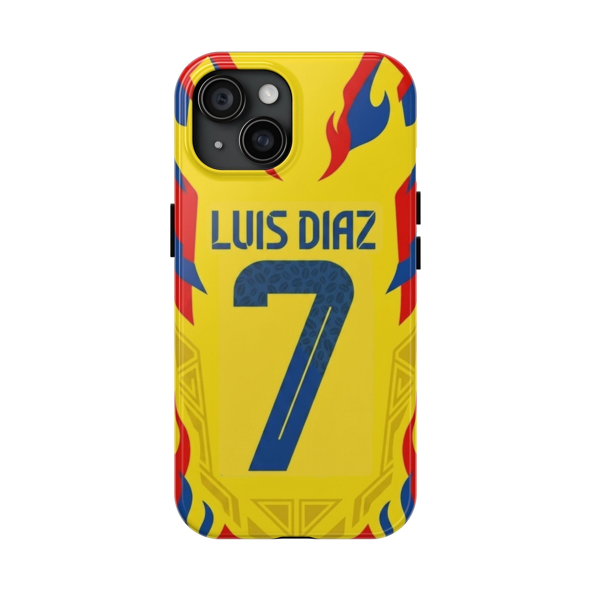 Luis Díaz #7 Tough Phone Case — Bold Yellow Soccer Phone Cover for Fans