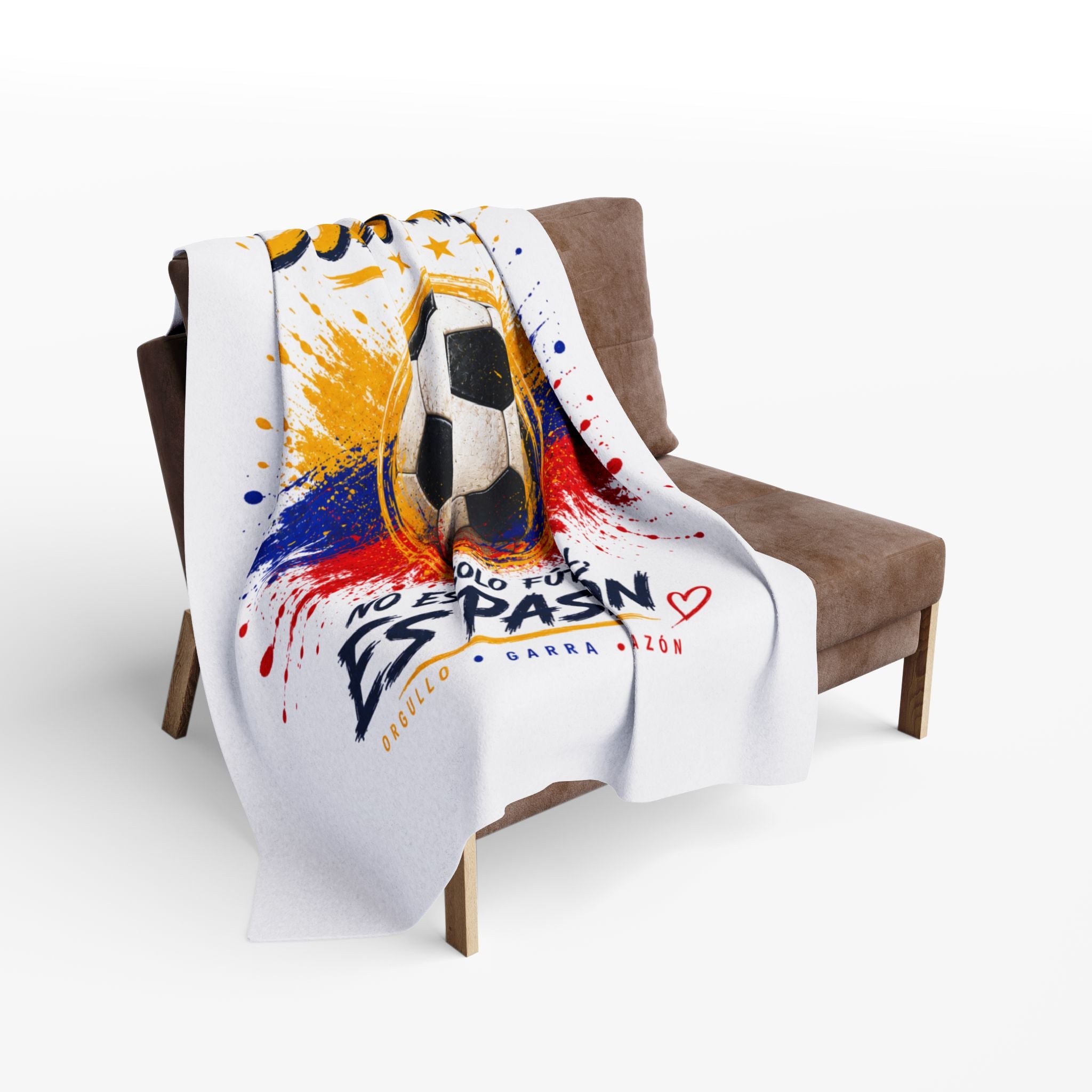 Colombia Soccer Fleece Blanket – "No Es Solo Fútbol, Es Pasión" Blanco