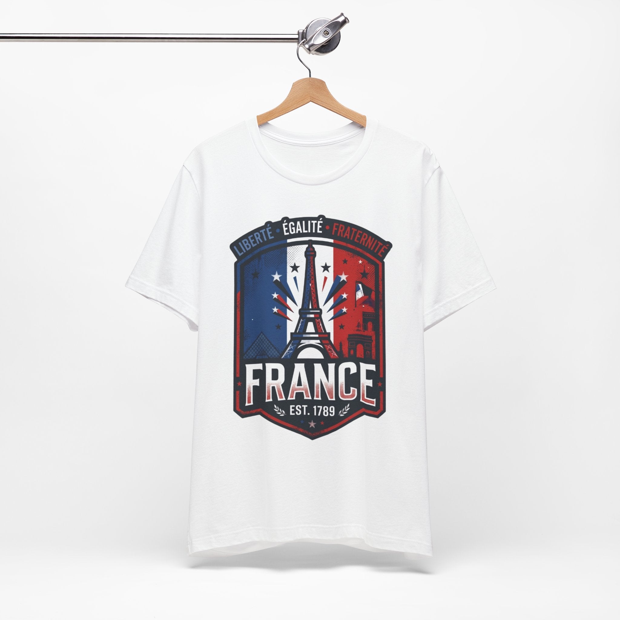 France Eiffel Tower T‑Shirt — Liberté Égalité Fraternité Patriotic Tee