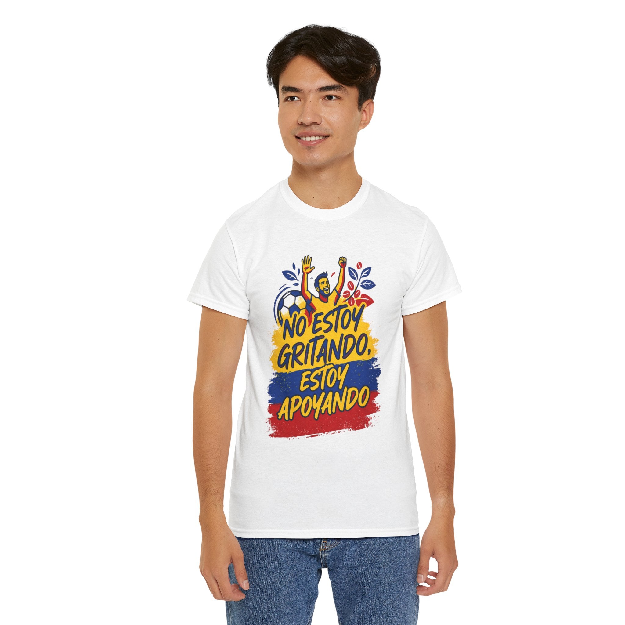 T-Shirt — "I'm Not Yelling, I'm Cheering" Colombian Pride Fan Tee