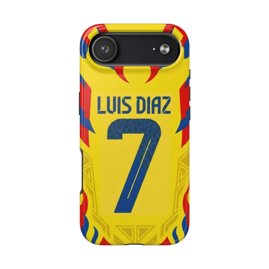 Luis Díaz #7 Tough Phone Case — Bold Yellow Soccer Phone Cover for Fans