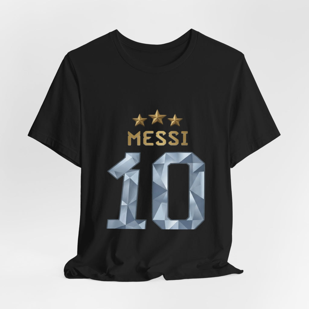 Messi 10 Soccer Jersey T-Shirt — Fan Tee with Gold Stars