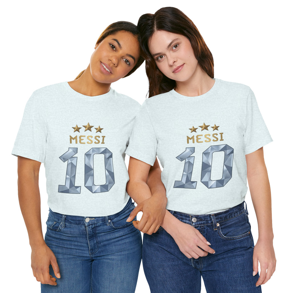 Messi 10 Soccer Jersey T-Shirt — Fan Tee with Gold Stars