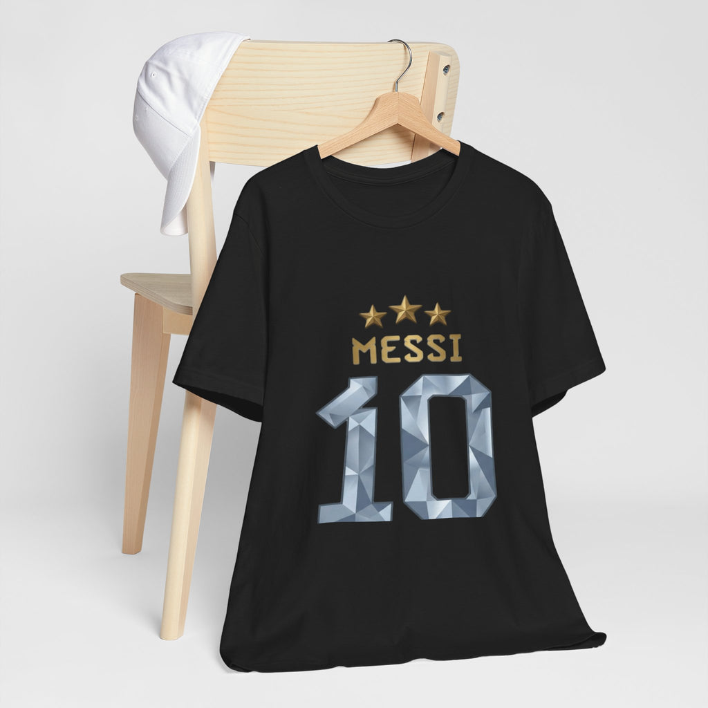 Messi 10 Soccer Jersey T-Shirt — Fan Tee with Gold Stars
