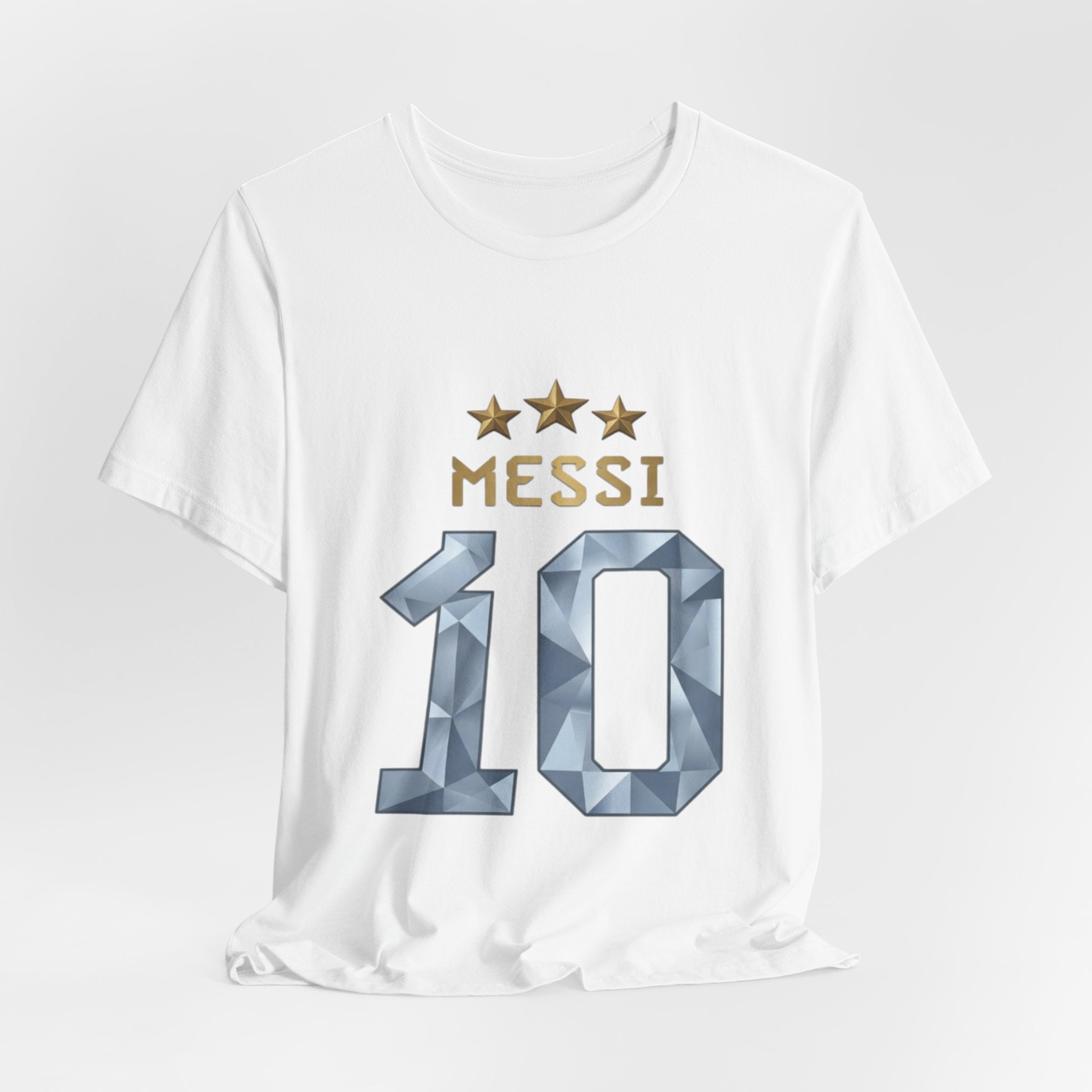 Messi 10 Soccer Jersey T-Shirt — Fan Tee with Gold Stars