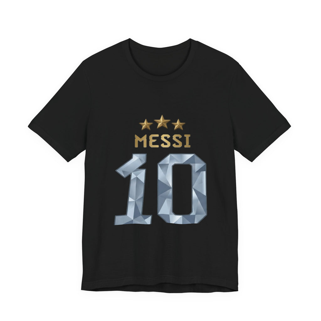Messi 10 Soccer Jersey T-Shirt — Fan Tee with Gold Stars