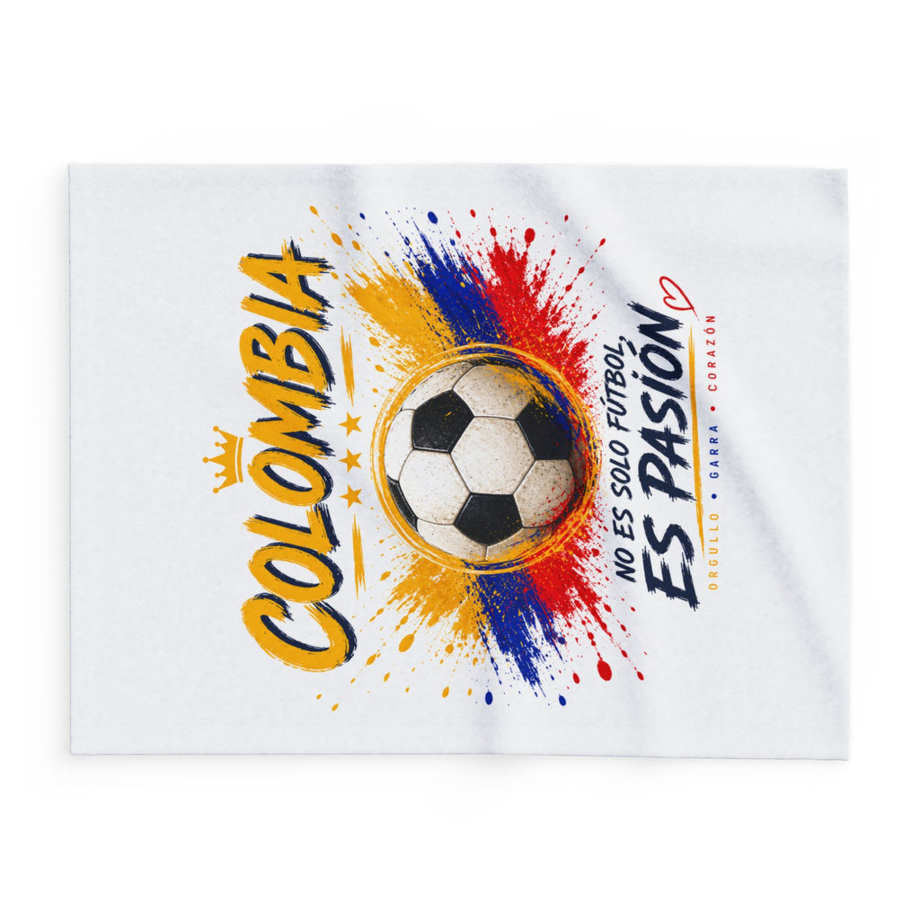 Colombia Soccer Fleece Blanket – "No Es Solo Fútbol, Es Pasión" Blanco