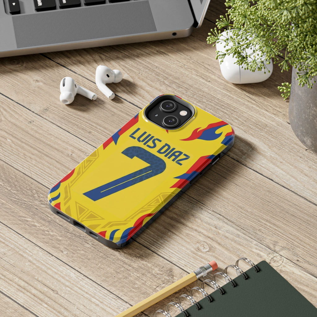 Luis Díaz #7 Tough Phone Case — Bold Yellow Soccer Phone Cover for Fans