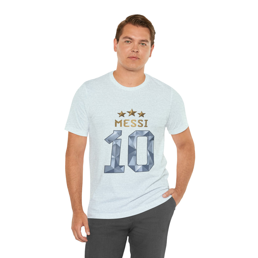 Messi 10 Soccer Jersey T-Shirt — Fan Tee with Gold Stars