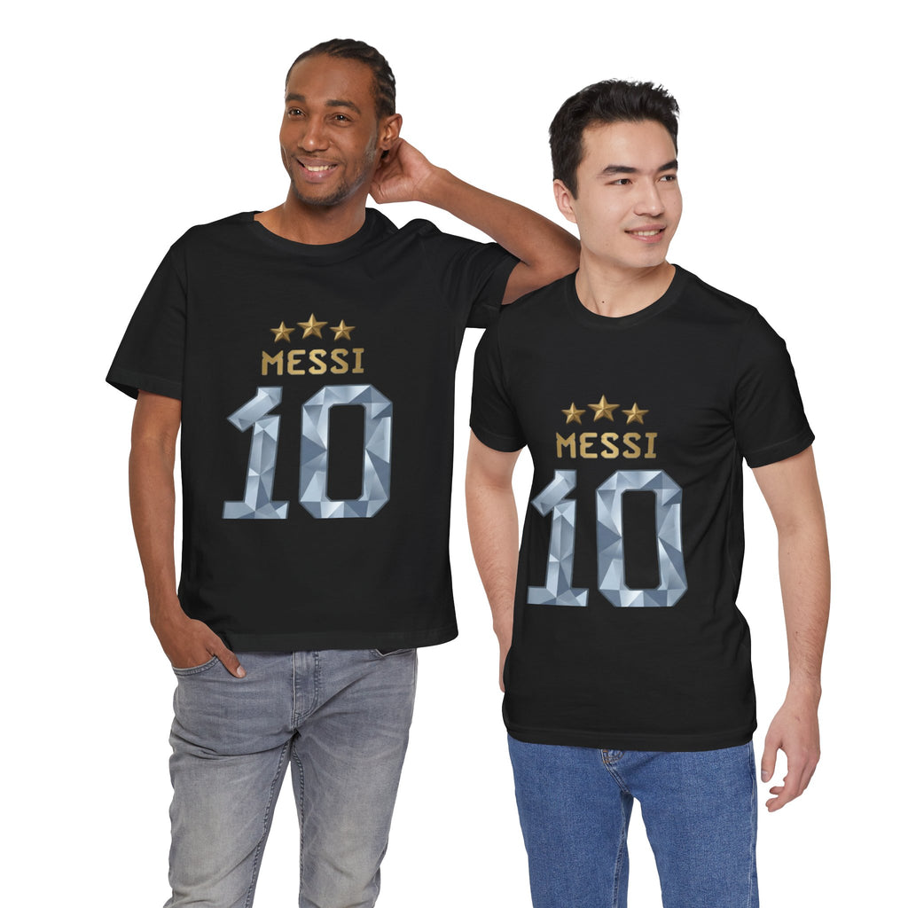 Messi 10 Soccer Jersey T-Shirt — Fan Tee with Gold Stars