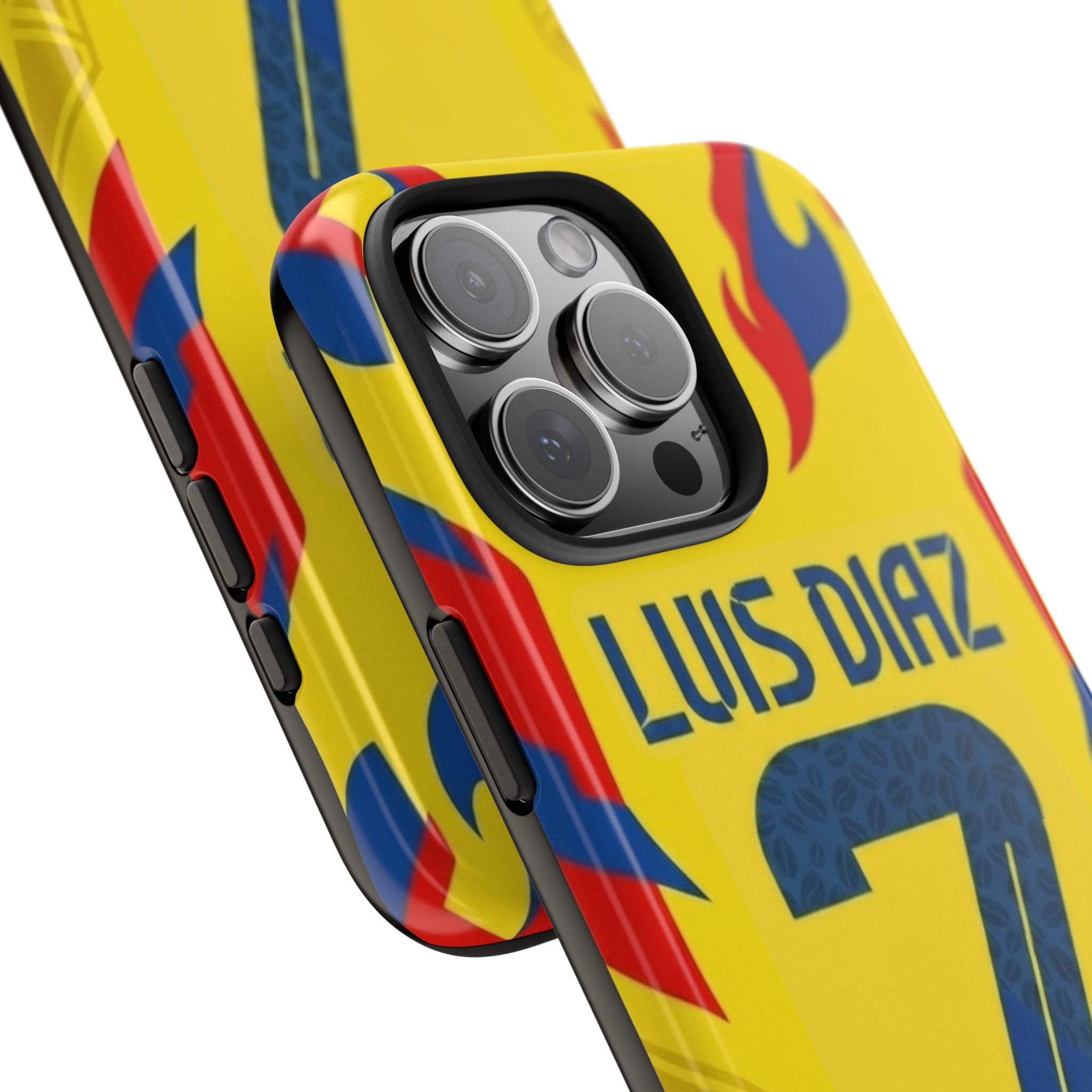 Luis Díaz #7 Tough Phone Case — Bold Yellow Soccer Phone Cover for Fans