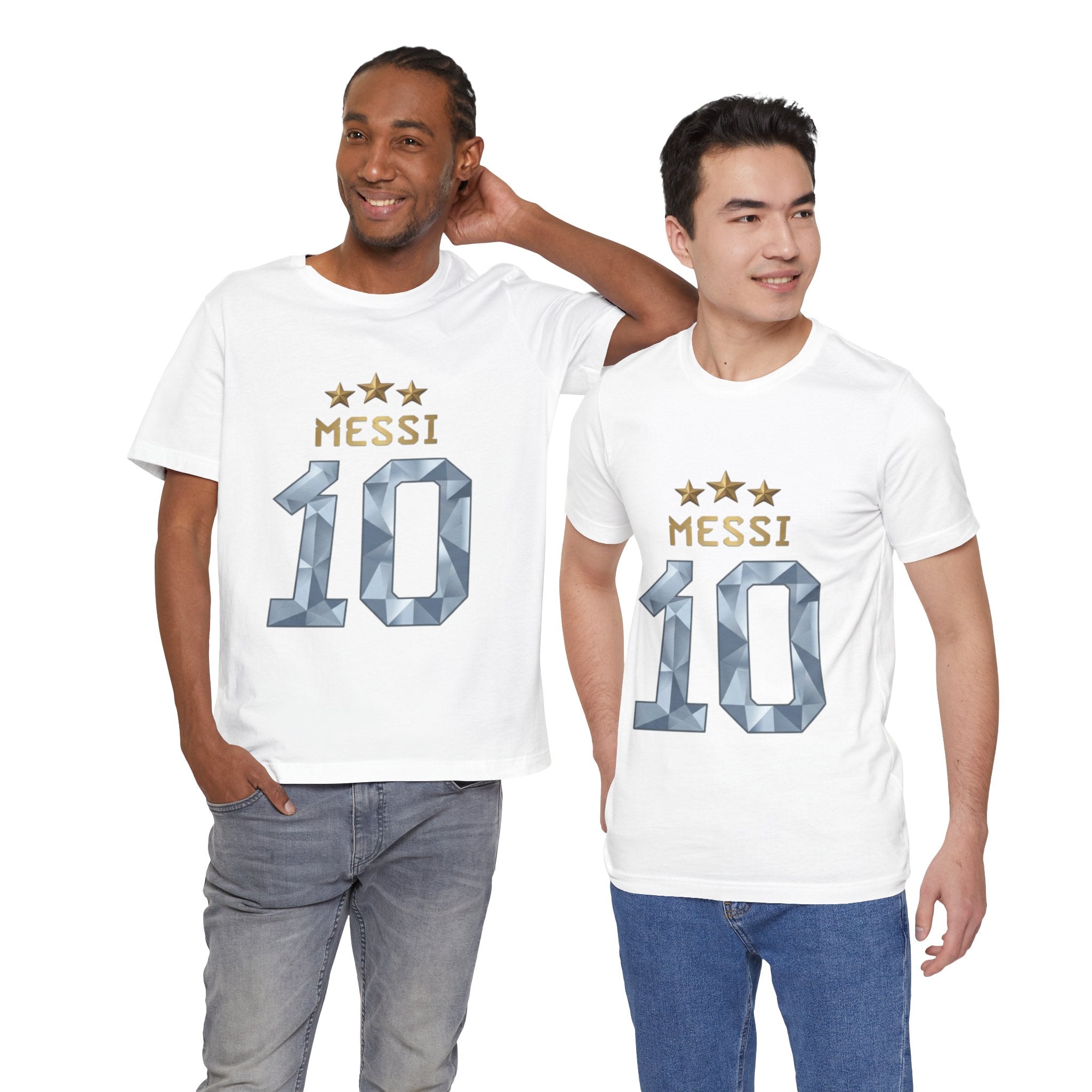 Messi 10 Soccer Jersey T-Shirt — Fan Tee with Gold Stars