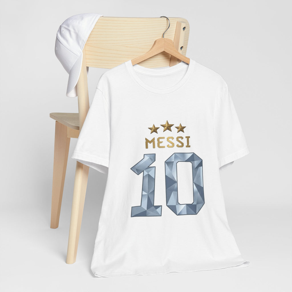 Messi 10 Soccer Jersey T-Shirt — Fan Tee with Gold Stars