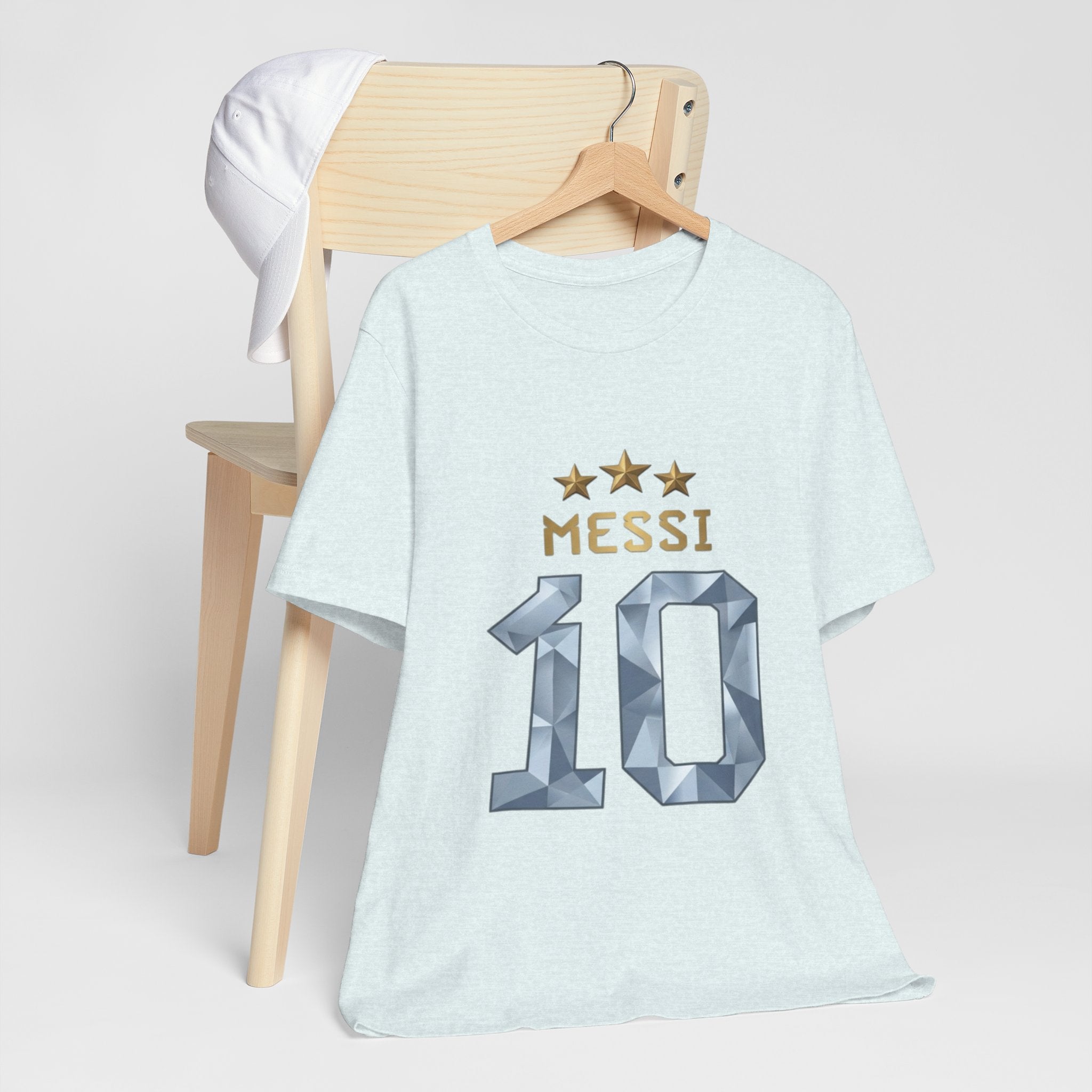 Messi 10 Soccer Jersey T-Shirt — Fan Tee with Gold Stars