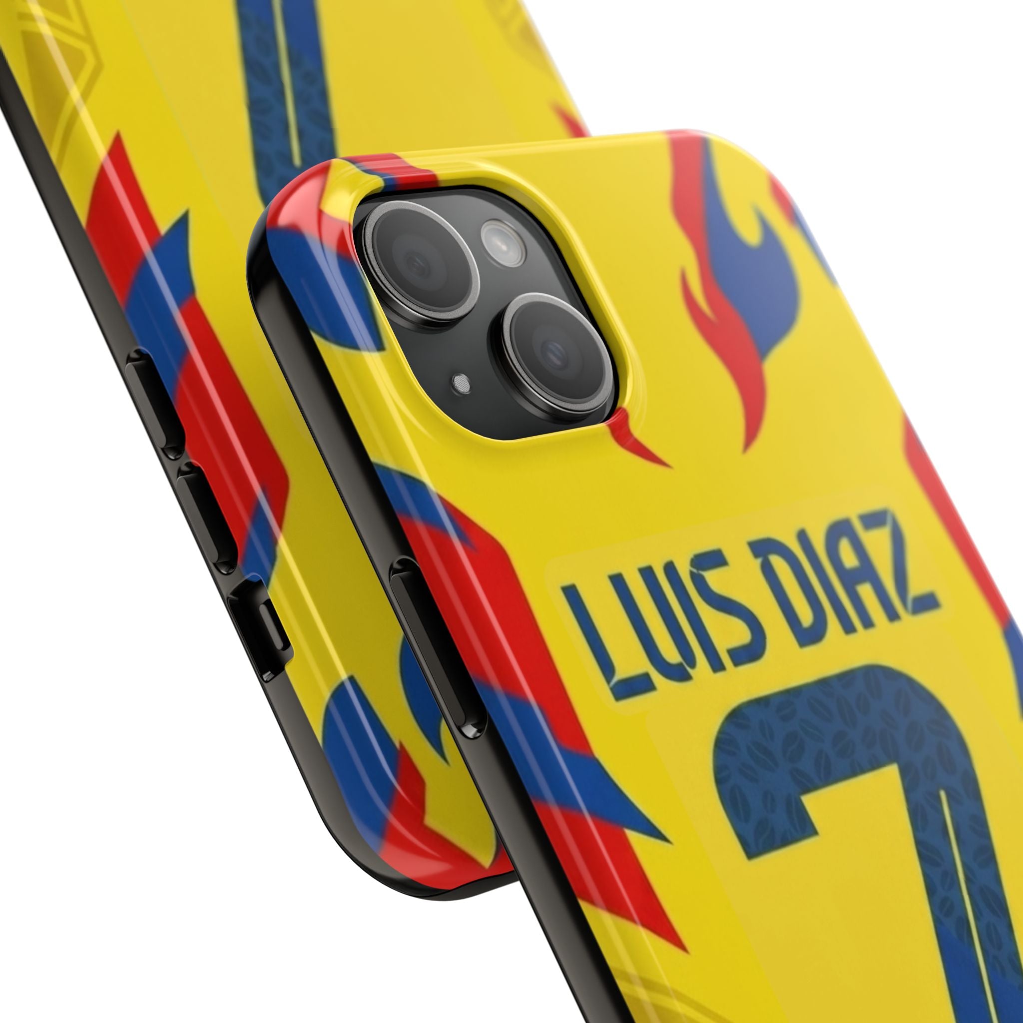 Luis Díaz #7 Tough Phone Case — Bold Yellow Soccer Phone Cover for Fans