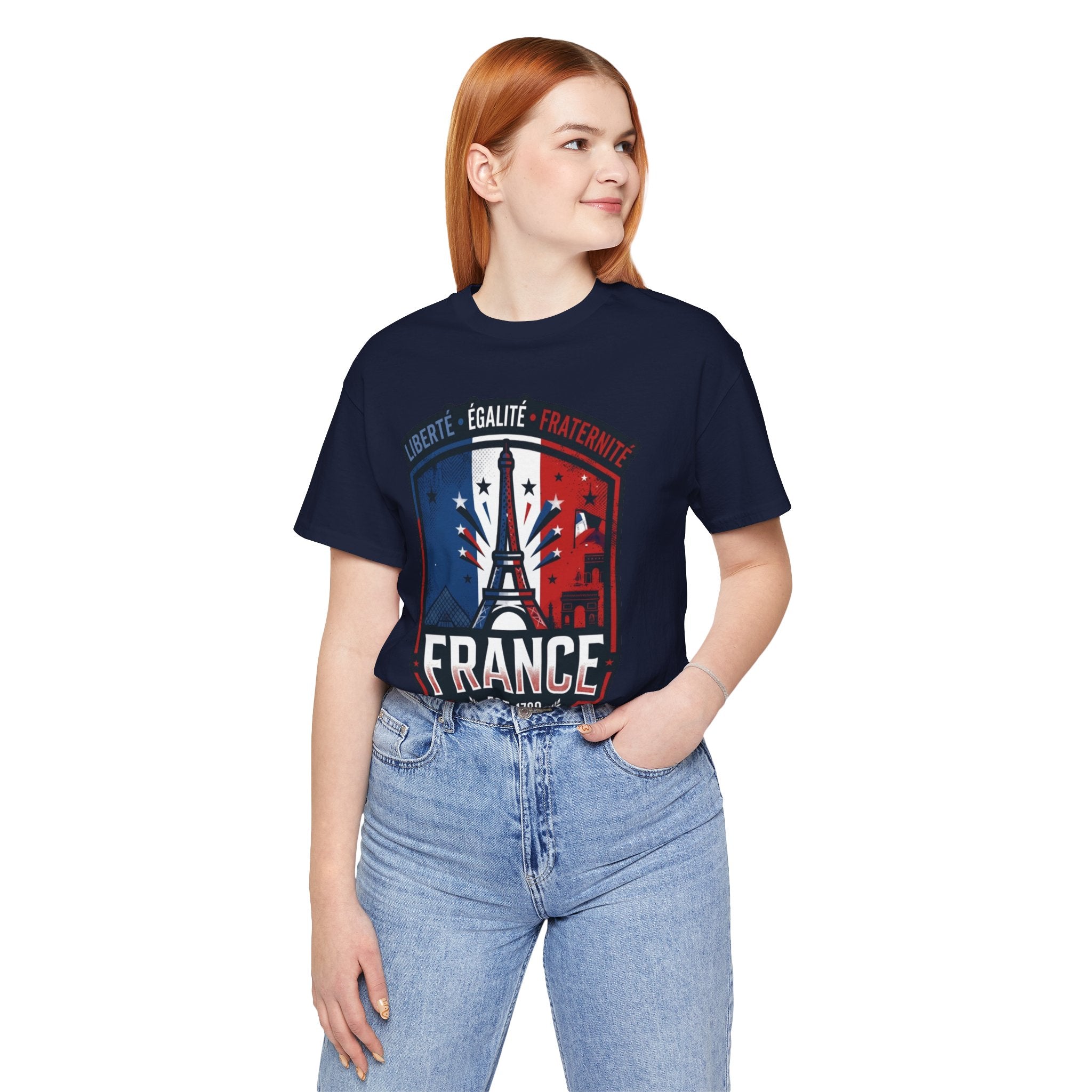 France Eiffel Tower T‑Shirt — Liberté Égalité Fraternité Patriotic Tee