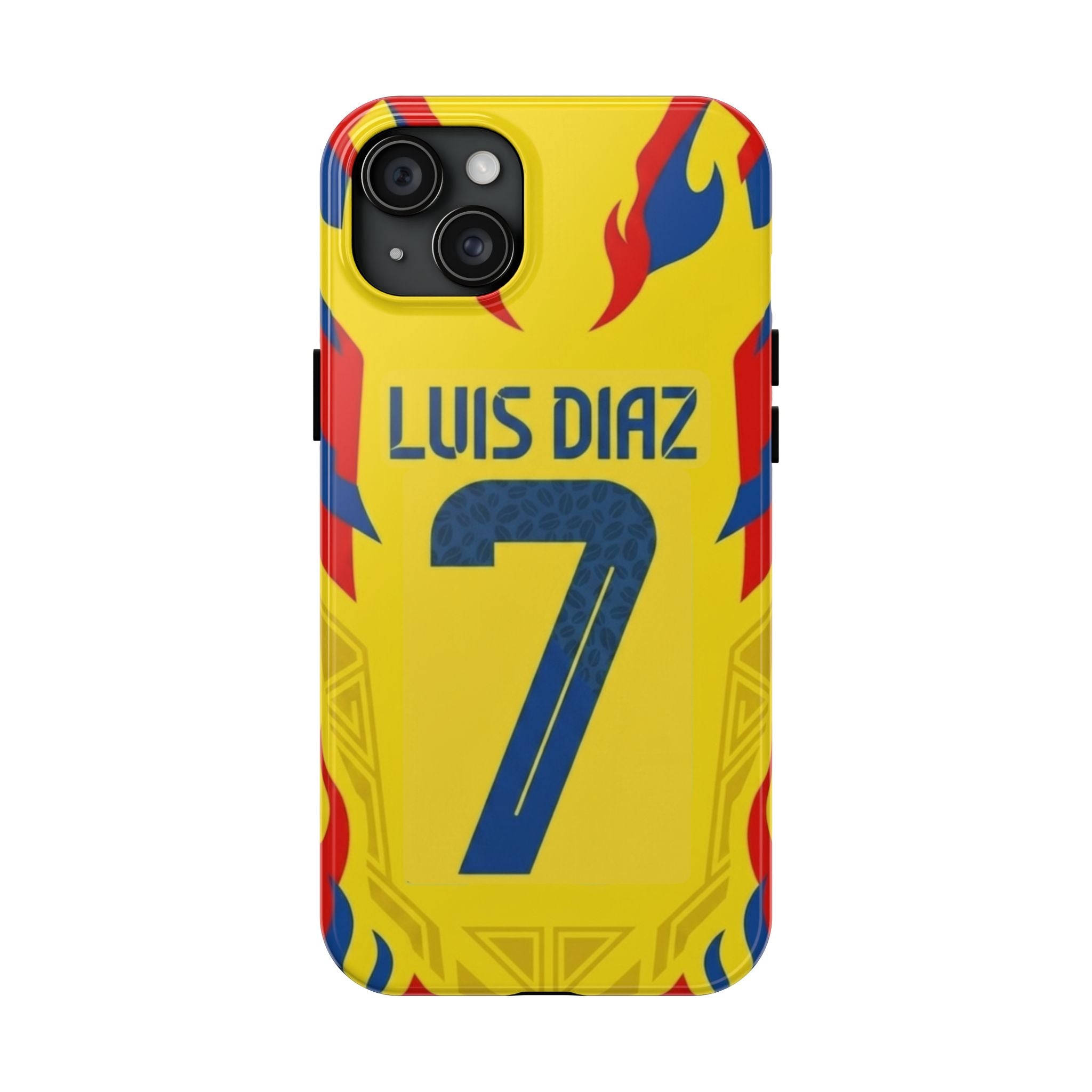 Luis Díaz #7 Tough Phone Case — Bold Yellow Soccer Phone Cover for Fans