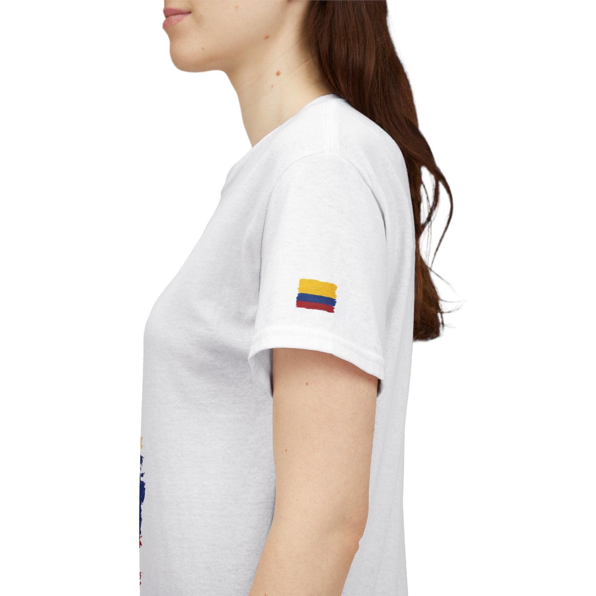 T-Shirt — "No Estoy Gritando, Estoy Apoyando" Colombian Pride Fan Tee, camiseta con banderas de Colombia