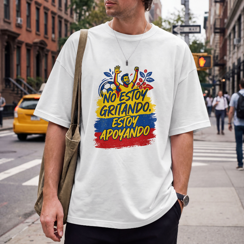 T-Shirt — "I'm Not Yelling, I'm Cheering" Colombian Pride Fan Tee