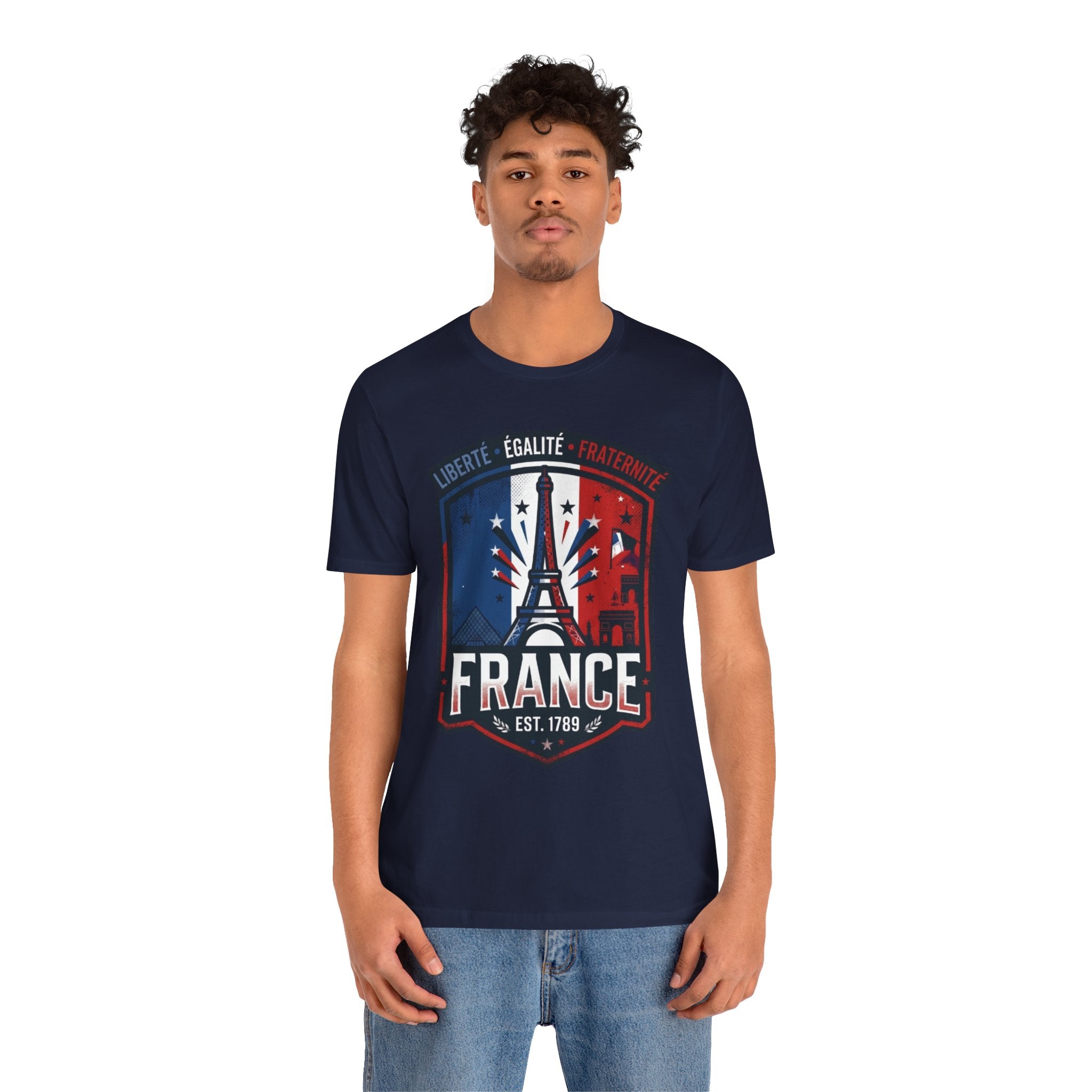 France Eiffel Tower T‑Shirt — Liberté Égalité Fraternité Patriotic Tee