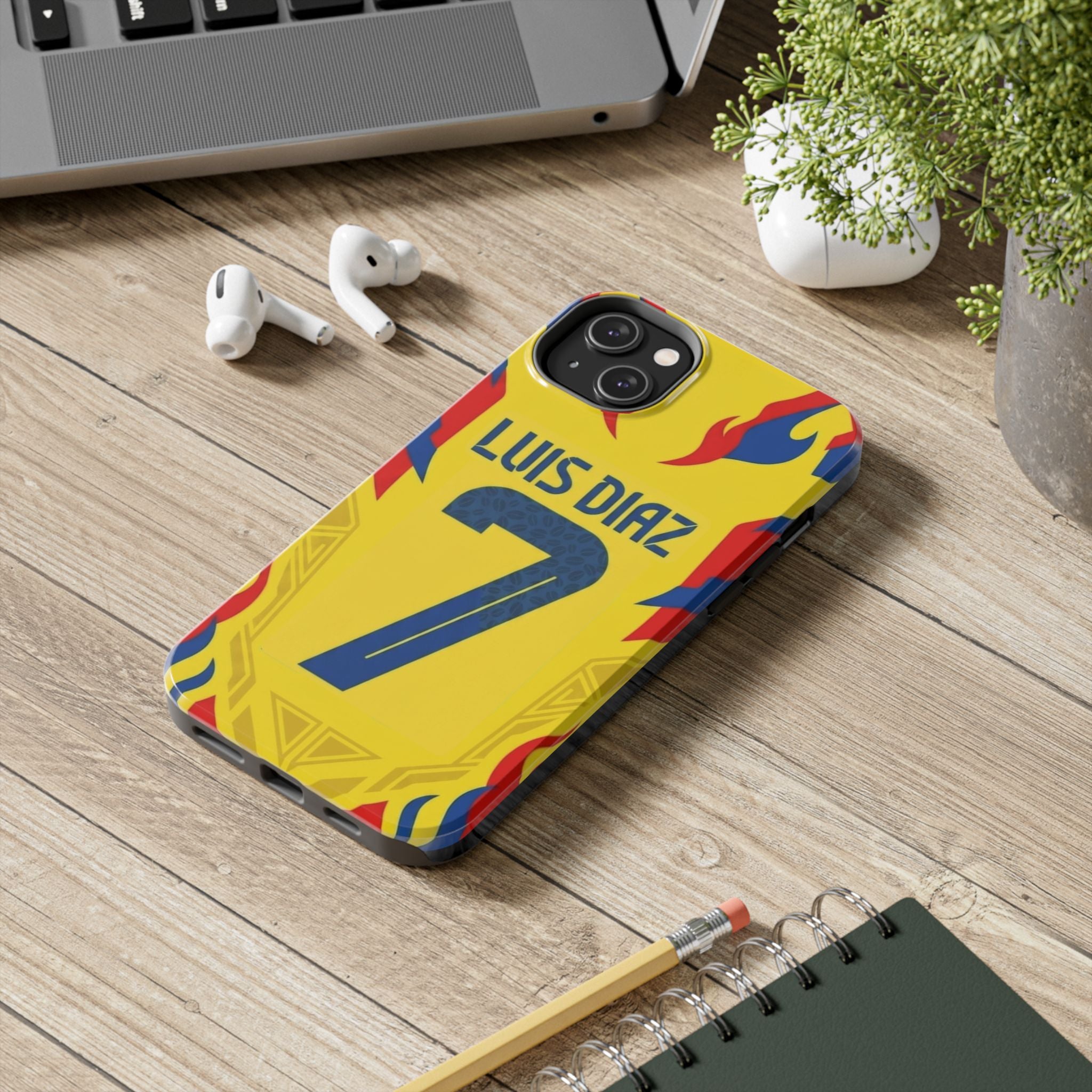 Luis Díaz #7 Tough Phone Case — Bold Yellow Soccer Phone Cover for Fans