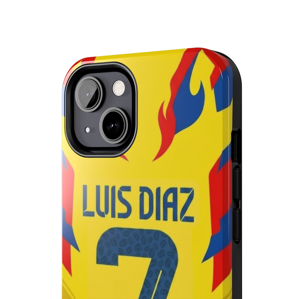 Luis Díaz #7 Tough Phone Case — Bold Yellow Soccer Phone Cover for Fans