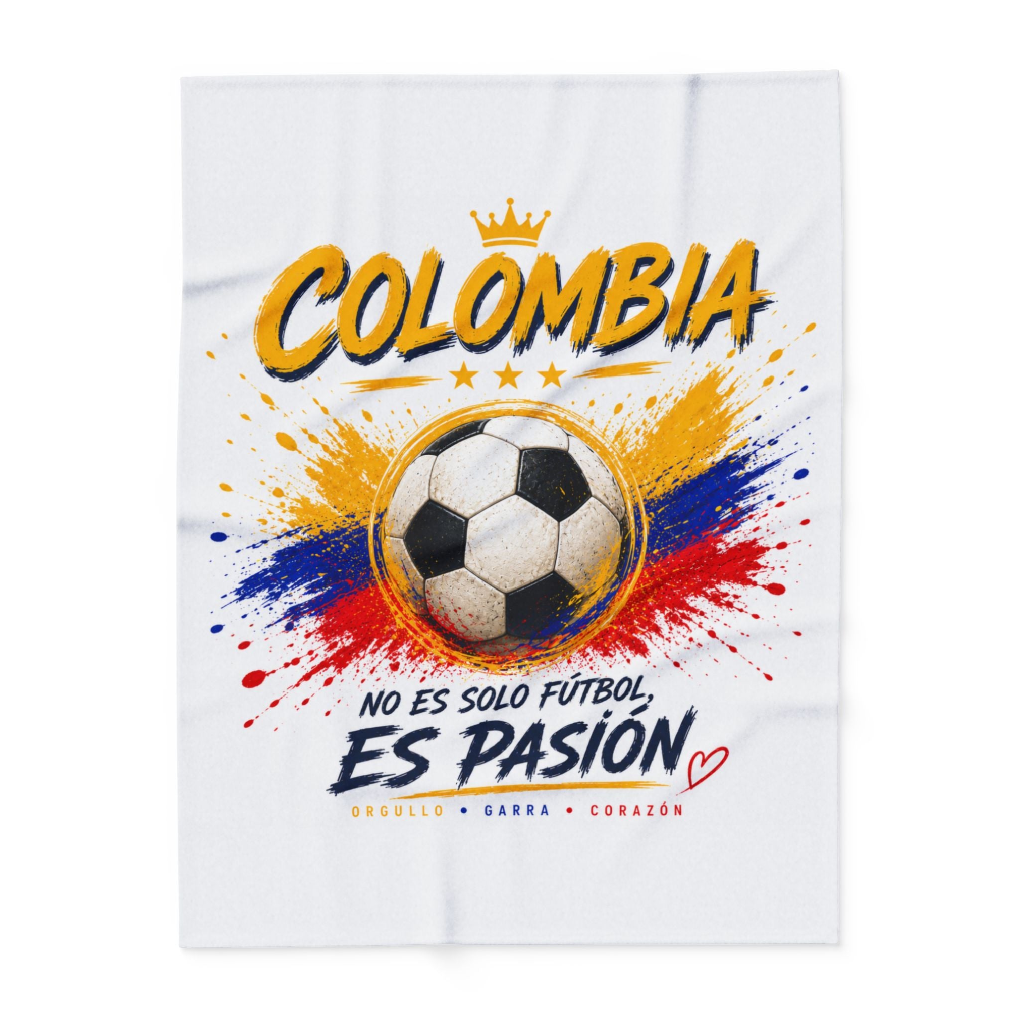 Colombia Soccer Fleece Blanket – "No Es Solo Fútbol, Es Pasión" Blanco