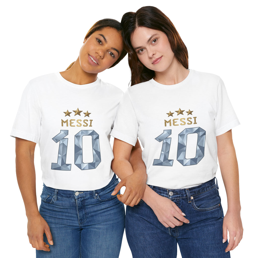Messi 10 Soccer Jersey T-Shirt — Fan Tee with Gold Stars