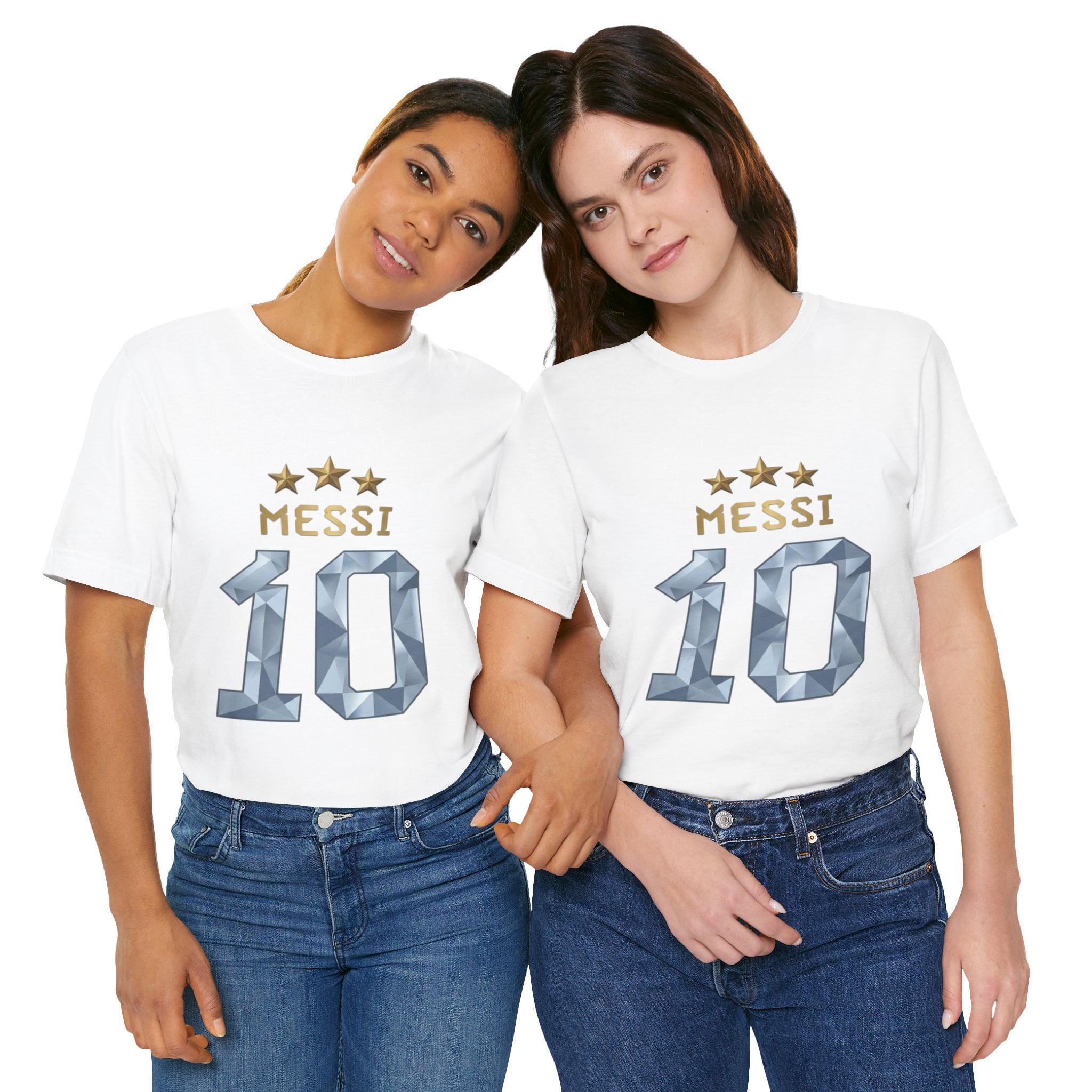 Messi 10 Soccer Jersey T-Shirt — Fan Tee with Gold Stars