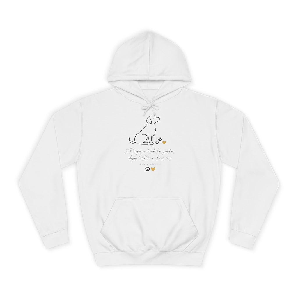 College Hoodie with Minimal Heart & Cloud Illustration — Cute Campus Sweatshirt