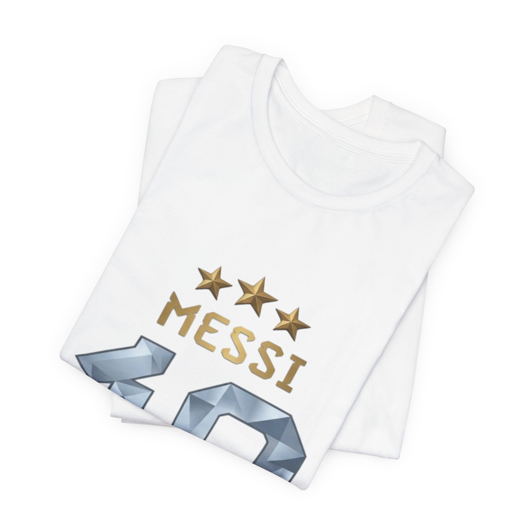 Messi 10 Soccer Jersey T-Shirt — Fan Tee with Gold Stars