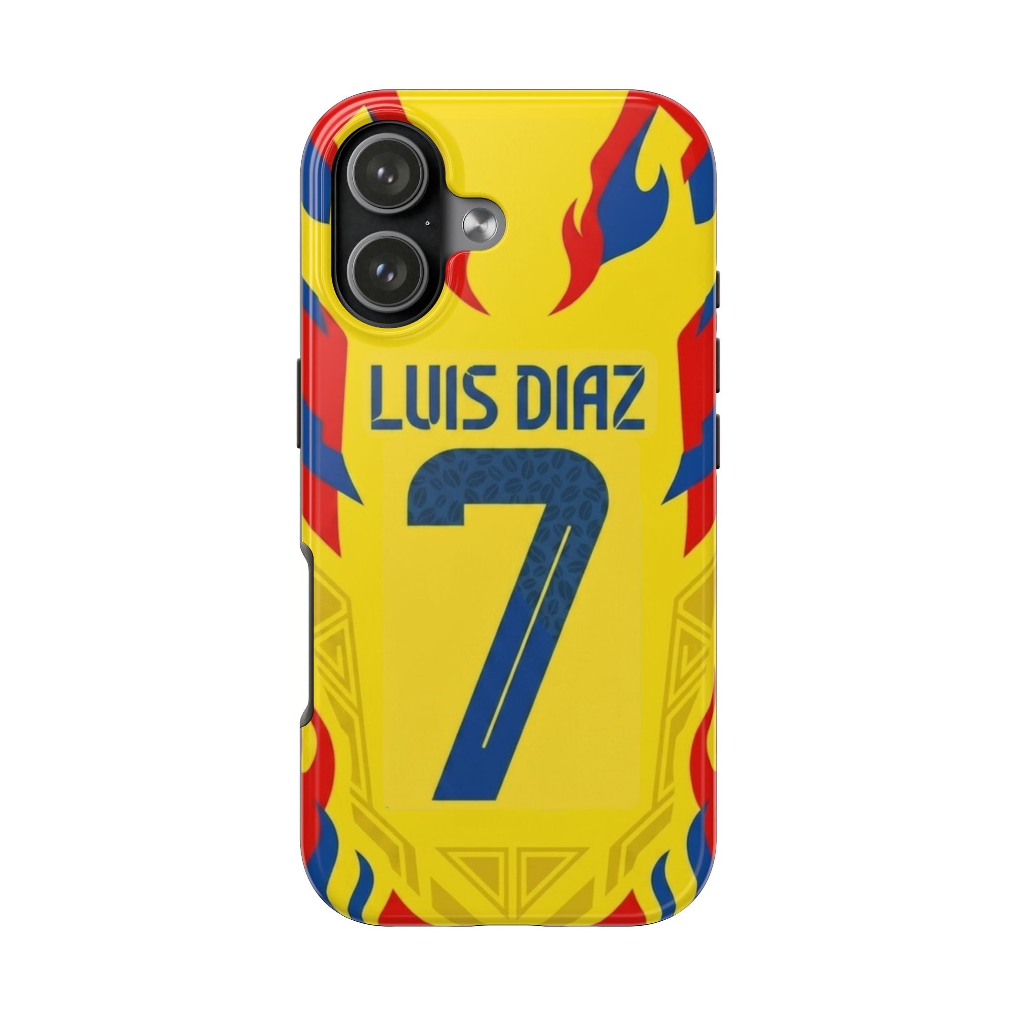 Luis Díaz #7 Tough Phone Case — Bold Yellow Soccer Phone Cover for Fans