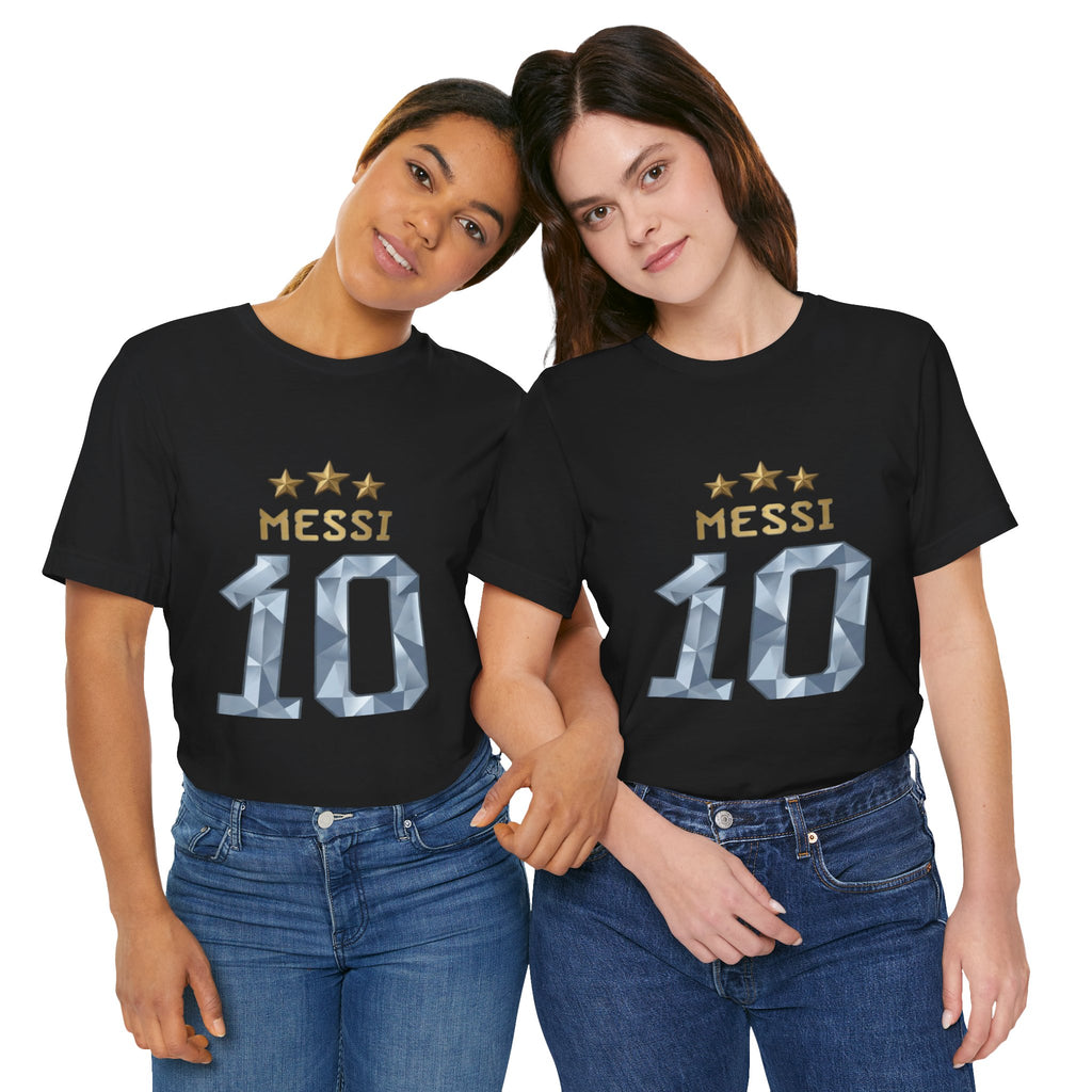 Messi 10 Soccer Jersey T-Shirt — Fan Tee with Gold Stars