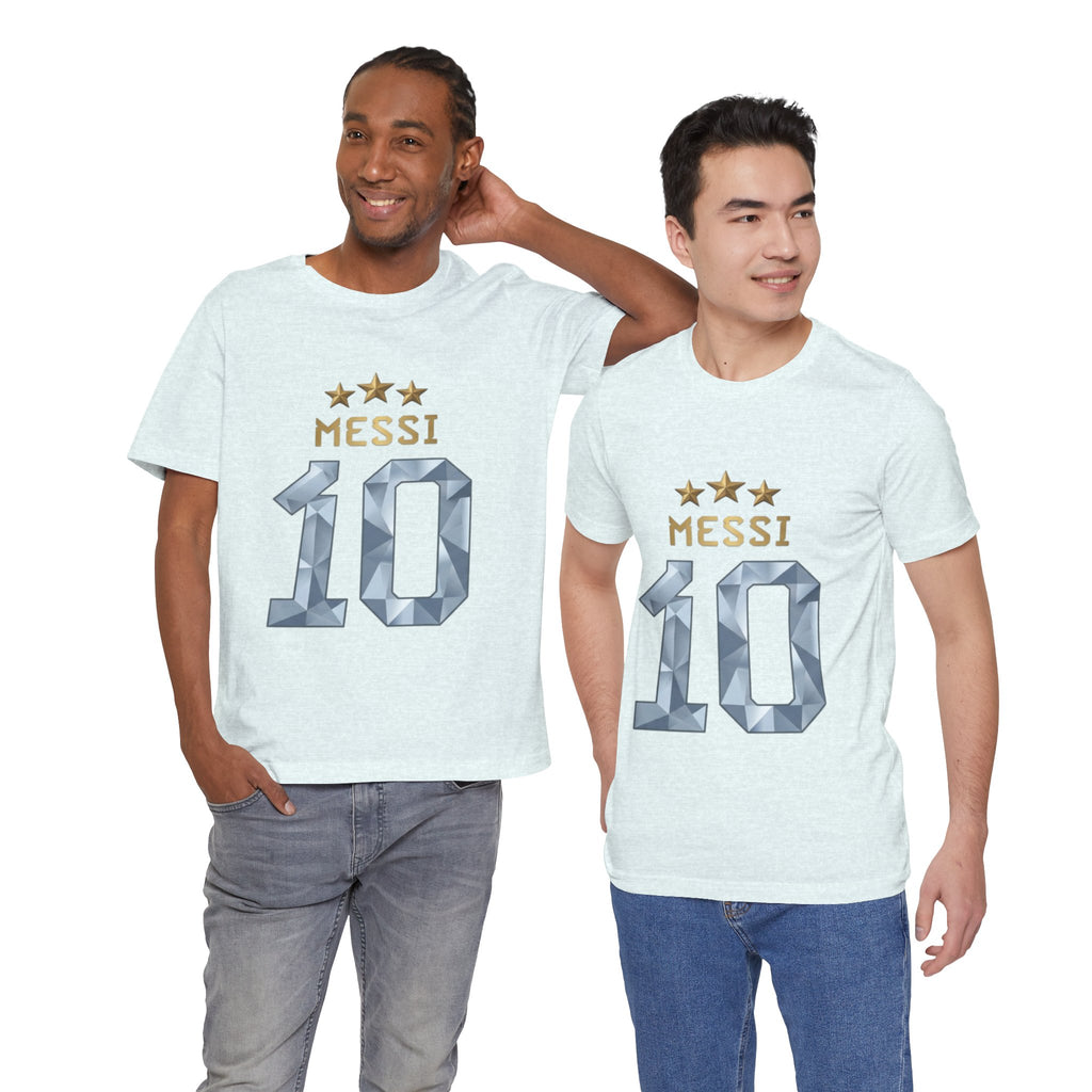 Messi 10 Soccer Jersey T-Shirt — Fan Tee with Gold Stars