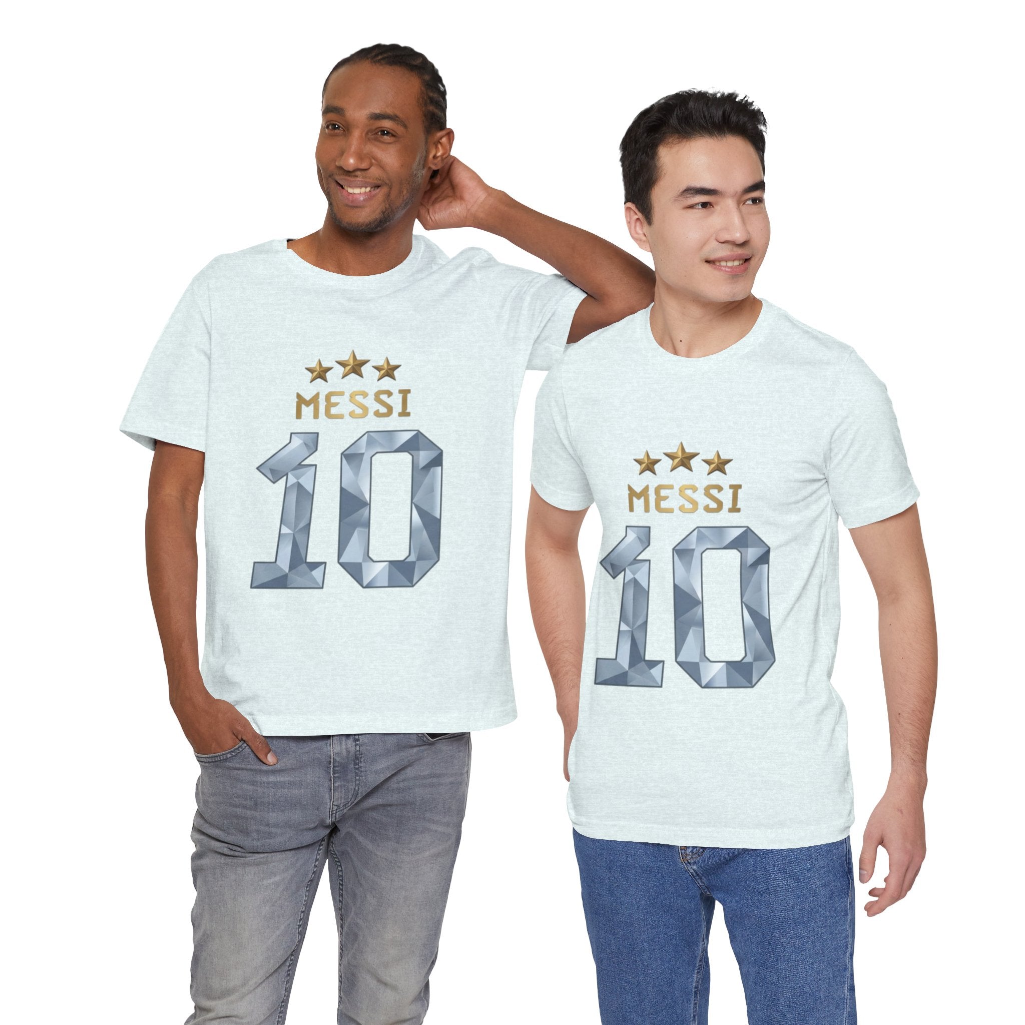 Messi 10 Soccer Jersey T-Shirt — Fan Tee with Gold Stars
