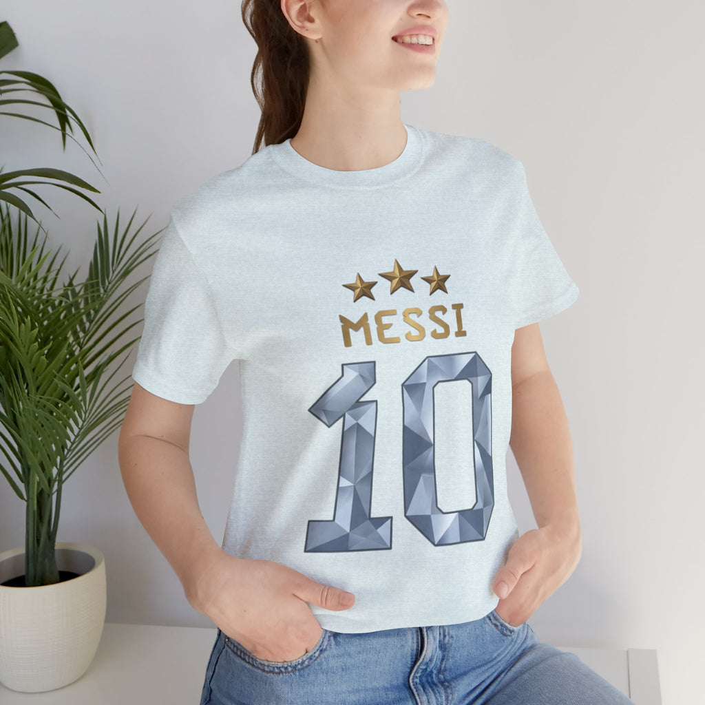 Messi 10 Soccer Jersey T-Shirt — Fan Tee with Gold Stars