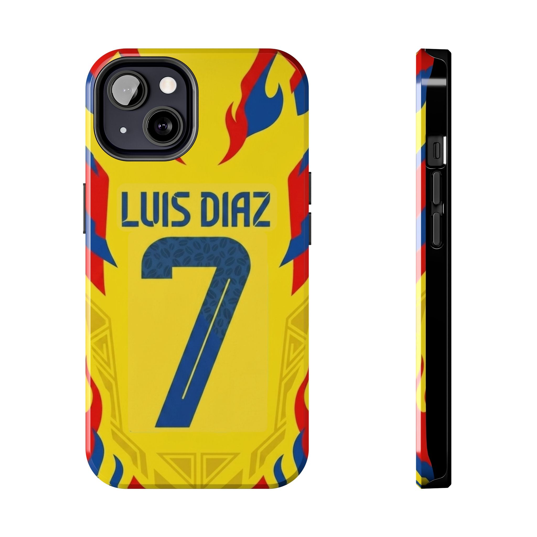 Luis Díaz #7 Tough Phone Case — Bold Yellow Soccer Phone Cover for Fans