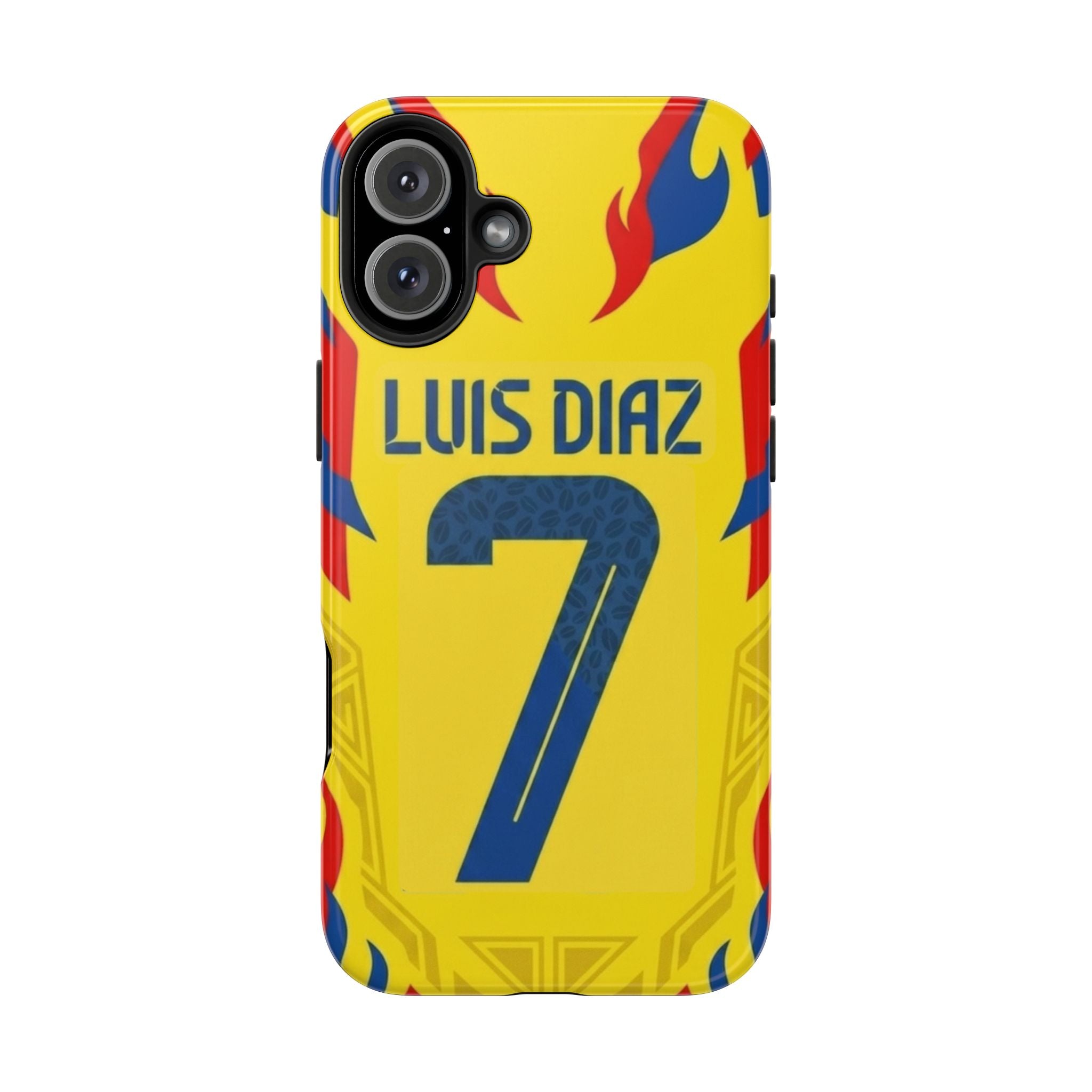 Luis Díaz #7 Tough Phone Case — Bold Yellow Soccer Phone Cover for Fans