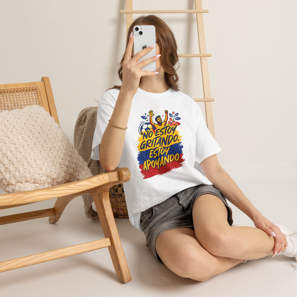 T-Shirt — "I'm Not Yelling, I'm Cheering" Colombian Pride Fan Tee