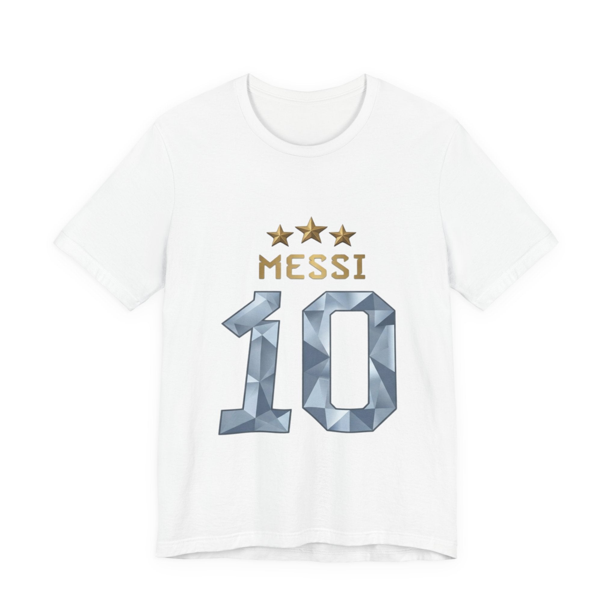Messi 10 Soccer Jersey T-Shirt — Fan Tee with Gold Stars