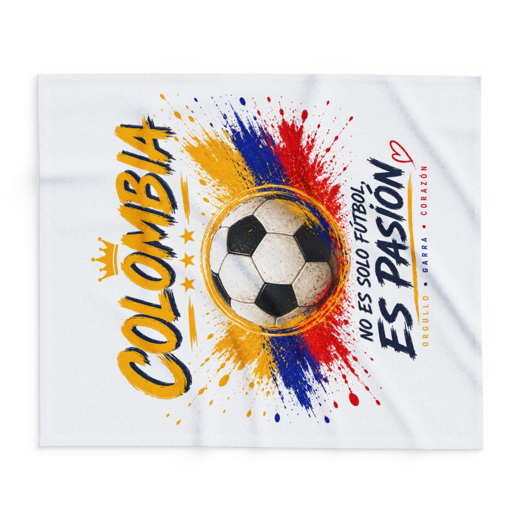Colombia Soccer Fleece Blanket – "No Es Solo Fútbol, Es Pasión" Blanco