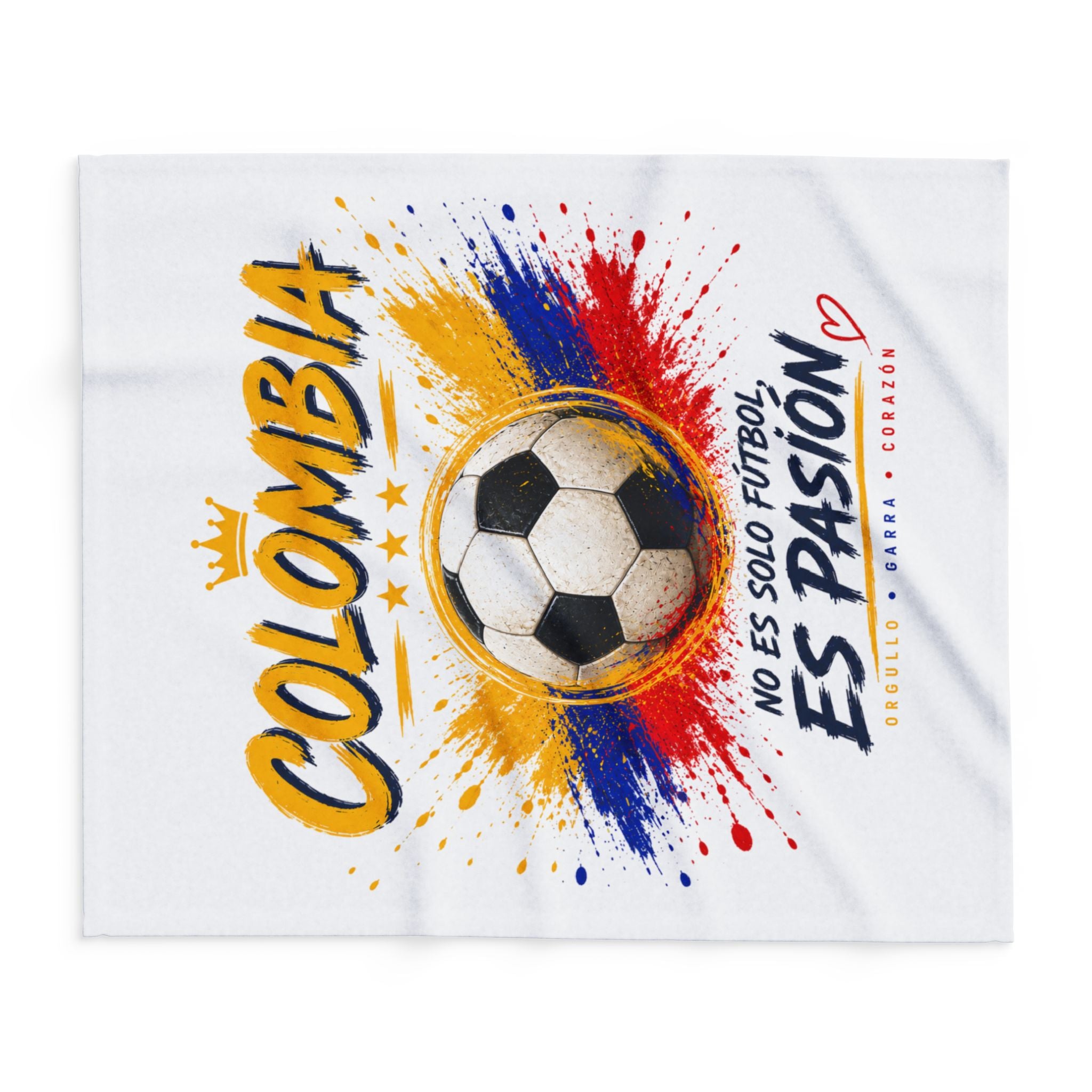Colombia Soccer Fleece Blanket – "No Es Solo Fútbol, Es Pasión" Blanco