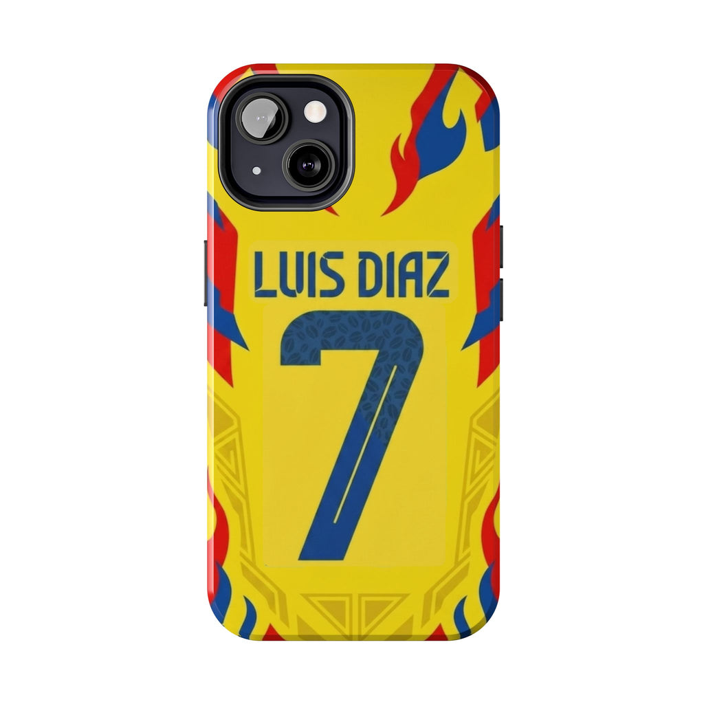 Luis Díaz #7 Tough Phone Case — Bold Yellow Soccer Phone Cover for Fans